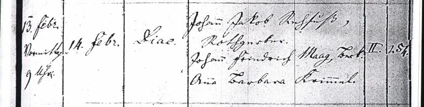 Ebingen Baptismal Register, year 1819, entry 21, right side
