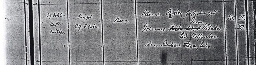 Ebingen Baptismal Register, year 1846, entry 210, right side