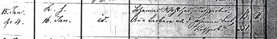 Ebingen Baptismal Register, year 1859, entry 9, right side