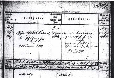 Ebingen Family Register, entry B II 351