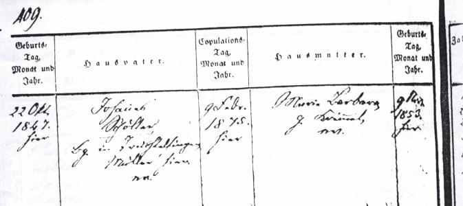 Ebingen Family Register, entry B IV 409