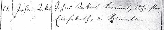 Ebingen Baptismal Register, 1819 entry 21