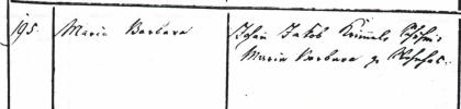 Ebingen Baptismal Register, 1853 entry 195