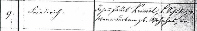 Ebingen Baptismal Register, 1859 entry 9