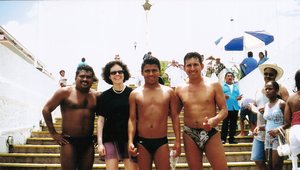 Lisa with Men in Speedos