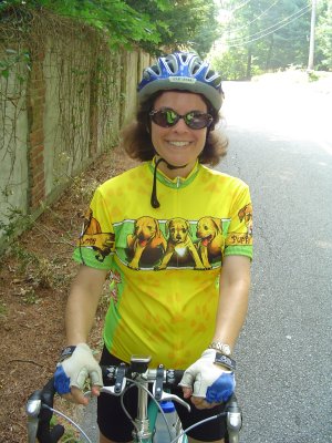 Lisa on Bike, August 2004