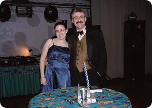 Ready for Havdalah? Melissa and Dick at Havdalah table