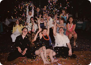 Kids with confetti