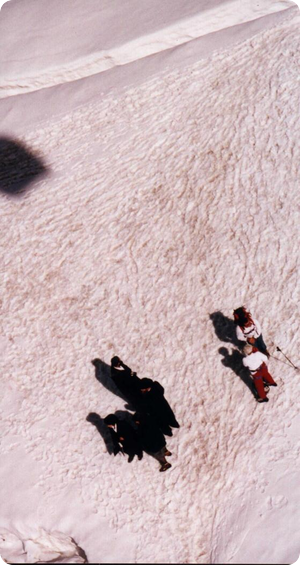 Chassidim on glacier by Punta Helbronner